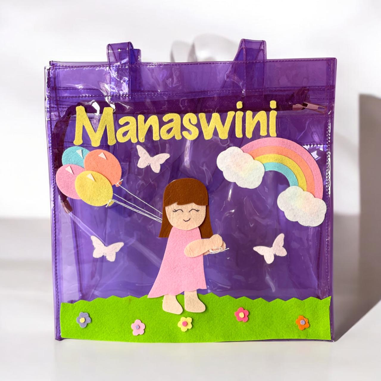 Personalized Girl-Rainbow Tote Bag