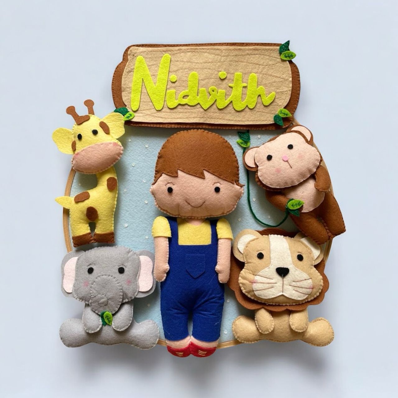 Personalized Boy & Animal Wall Hanging