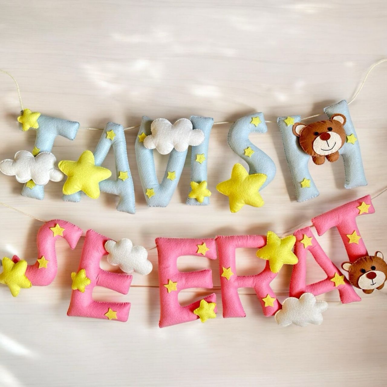 Stars & Teddy Theme Name Bunting
