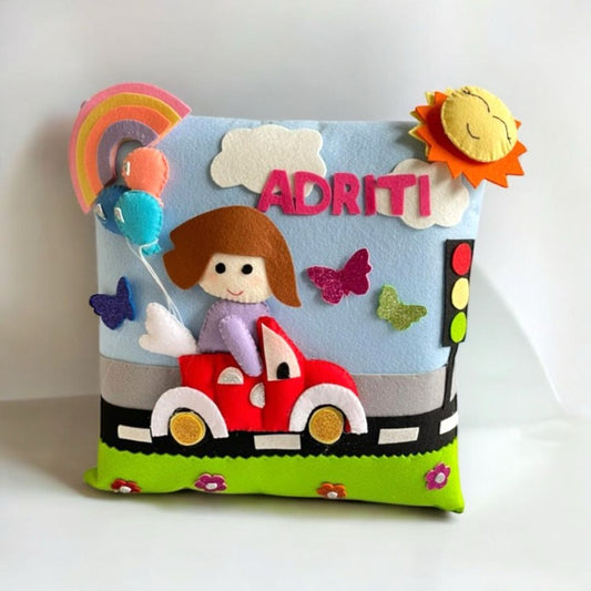 Personalized Girl in Car 3D Pillow