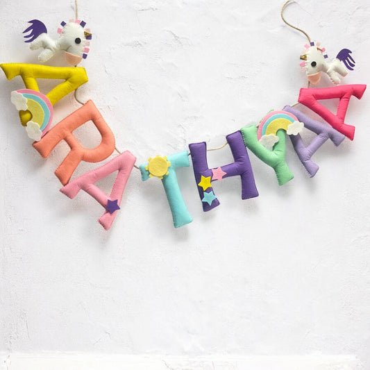 Unicorn Theme Name Bunting