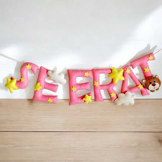 Stars & Teddy Theme Name Bunting